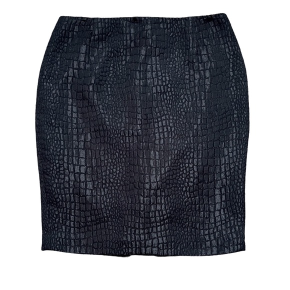 Tahari | Black Snake Skin Print Pencil Skirt | Size 8 - Picture 1 of 3